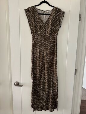 Madewell Brown Floral V-Neck Maxi Dress